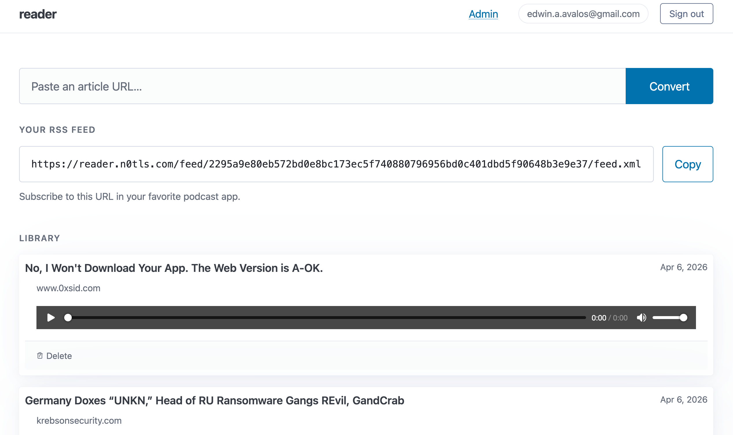 reader app screenshot
